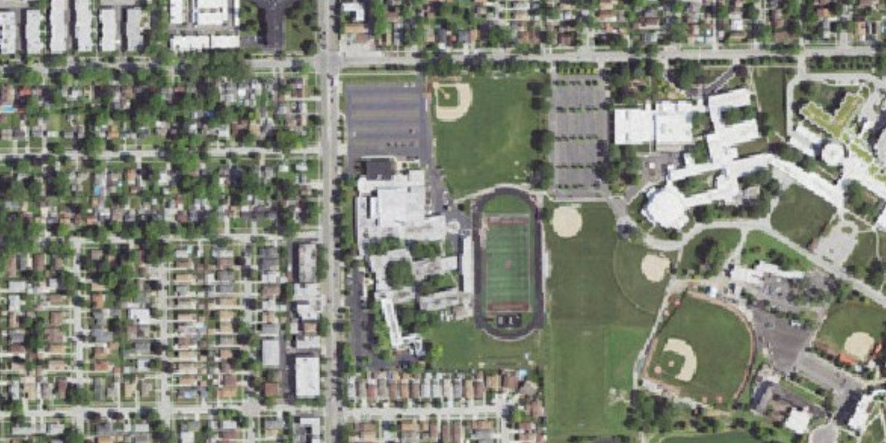 Aerial view of Brother Rice High School