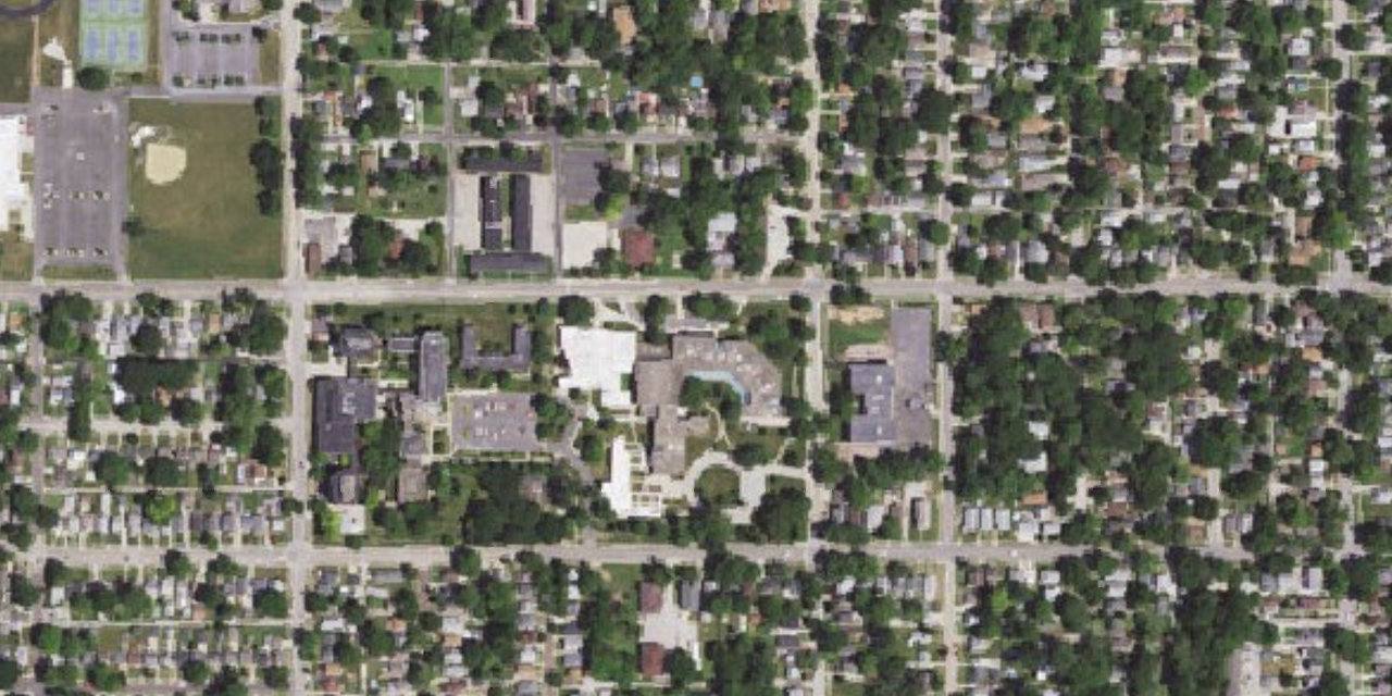 Aerial view of Sacred Heart Griffin High School