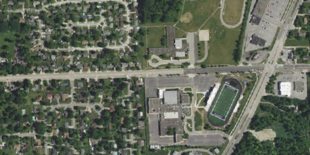 Aerial view of Bishop Dwenger High School