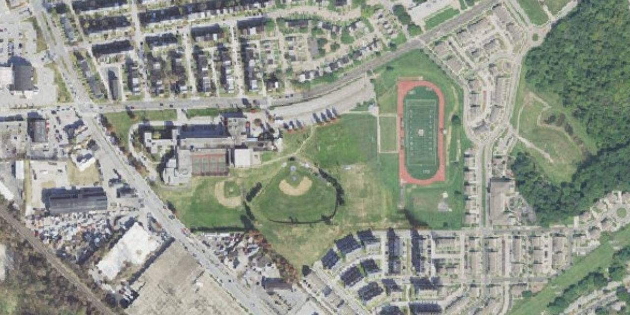 Aerial view of Archbishop Curley High School