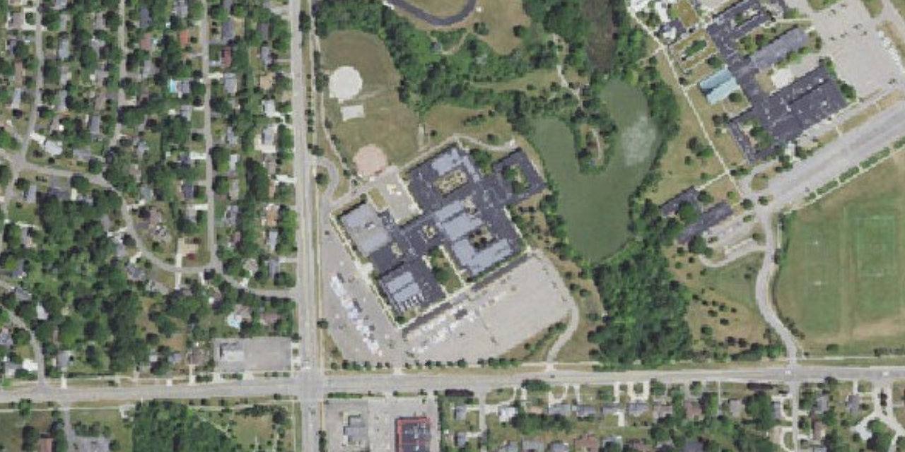 Aerial view of Mercy High School