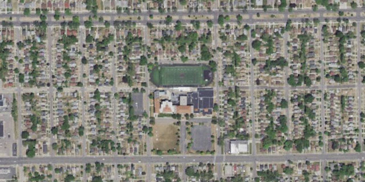 Aerial view of University of Detroit Jesuit High School & Academy