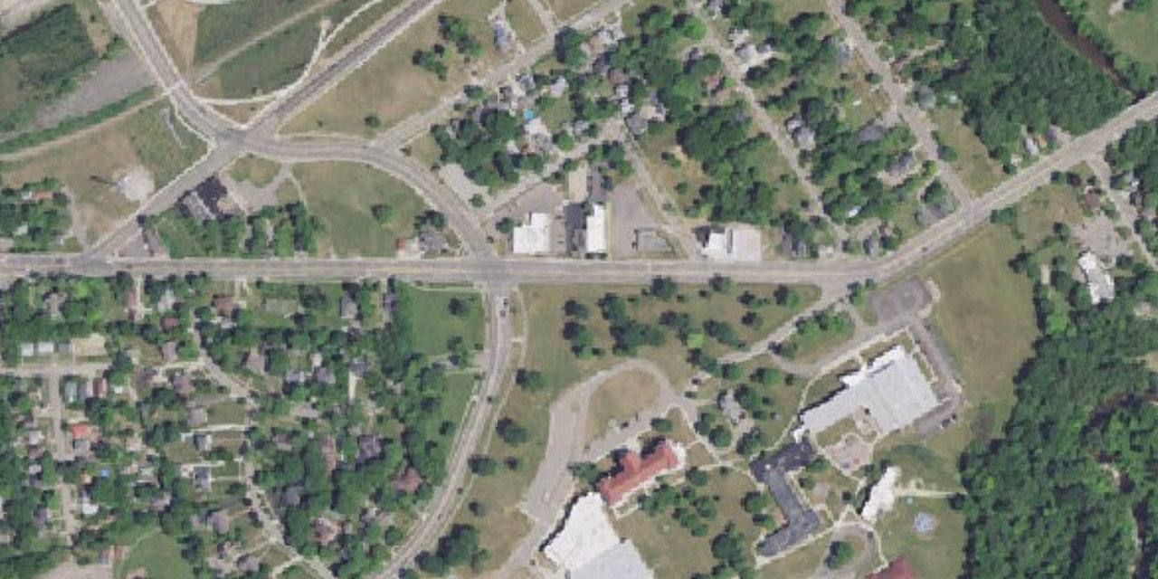 Aerial view of Luke M Powers Catholic High School