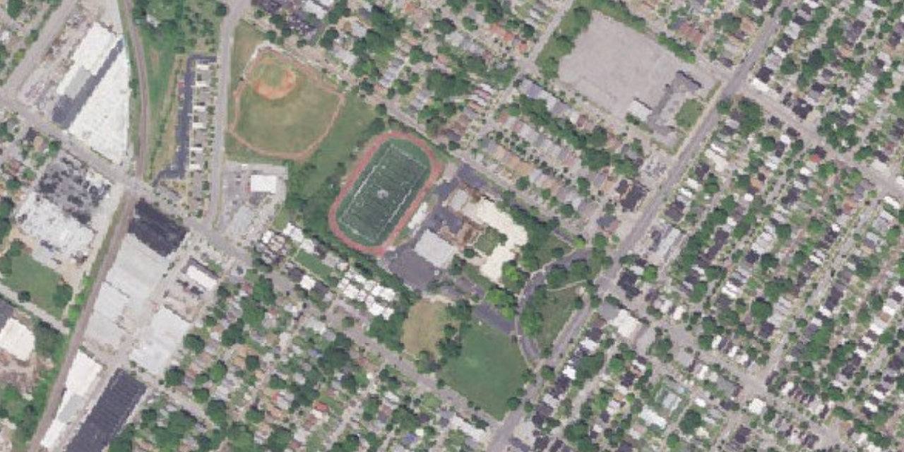 Aerial view of St. Mary's South Side Catholic High School
