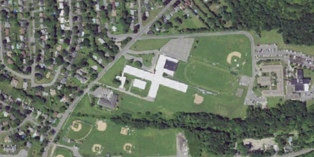 Aerial view of Bishop Ludden Junior Senior High School