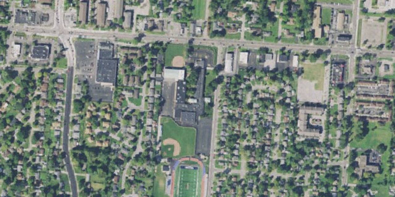Aerial view of Bishop Hartley High School