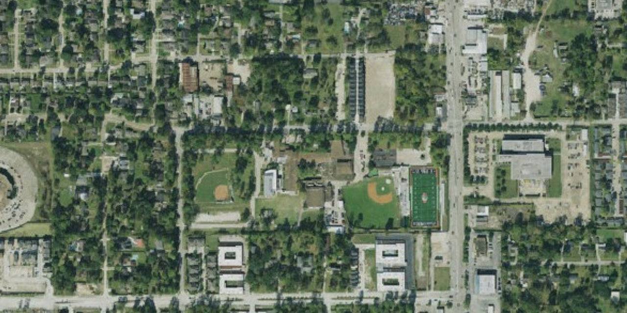 Aerial view of St. Pius X High School