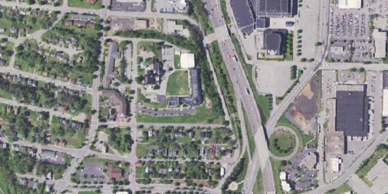 Aerial view of Roanoke Catholic School