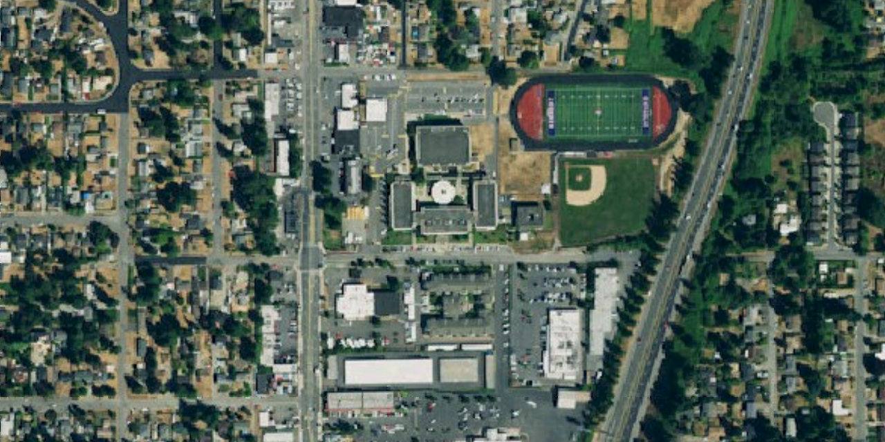 Aerial view of John F Kennedy Catholic High School